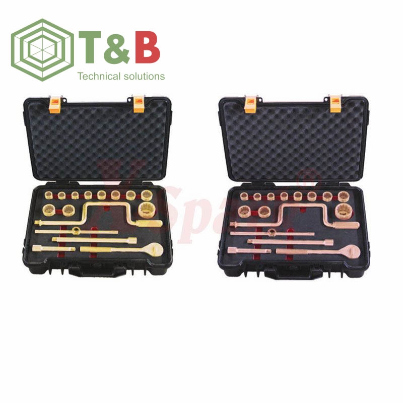 Bộ Dụng Cụ Khẩu Cần Siết Lực 1/2 inch gồm 17 chi tiết chống tia lửa điện, cháy nổ X-Spark Model 101G ( Non Sparking 1/2 Dr Socket Set-17pcs) ảnh 1