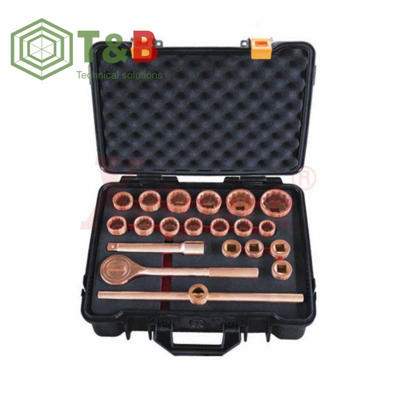 Bộ Dụng Cụ Khẩu Cần Siết Lực 3/4 inch 21 chi tiết chống tia lửa điện, cháy nổ X-Spark Model 101L (Non Sparking 3/4 Dr Socket Set-21pcs) ảnh 1