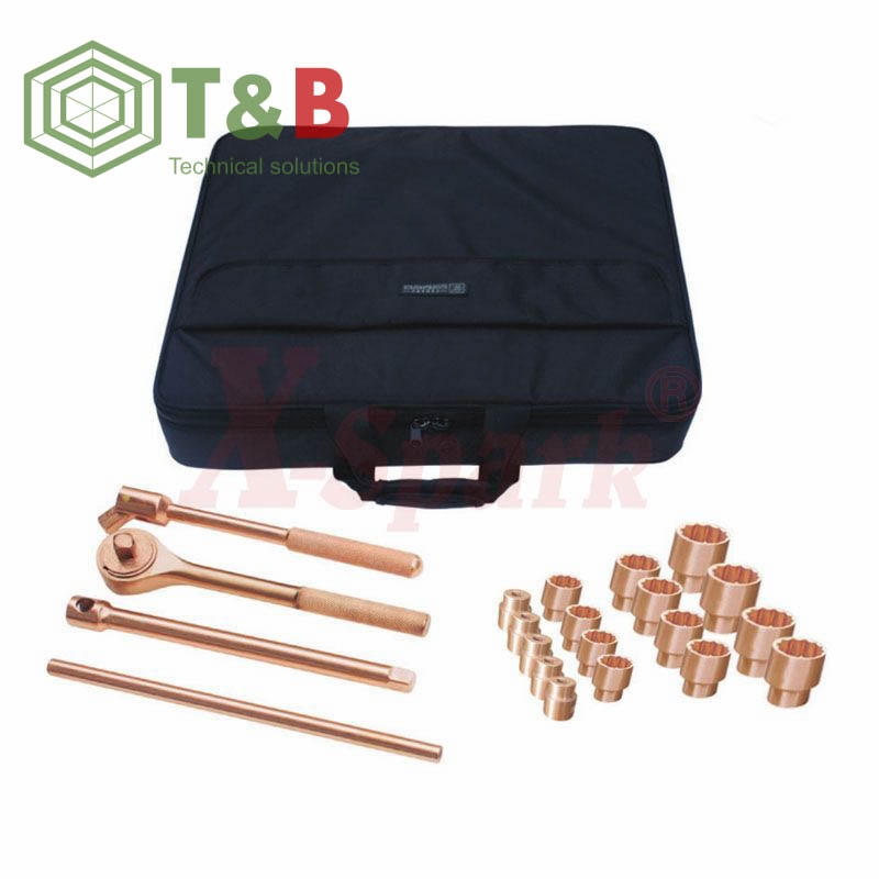 Bộ khẩu cần siết 21 chi tiết chống tia lửa điện, cháy nổ X-Spark Model No.W-21 Non SparkingTool Set 21pcs ảnh 1